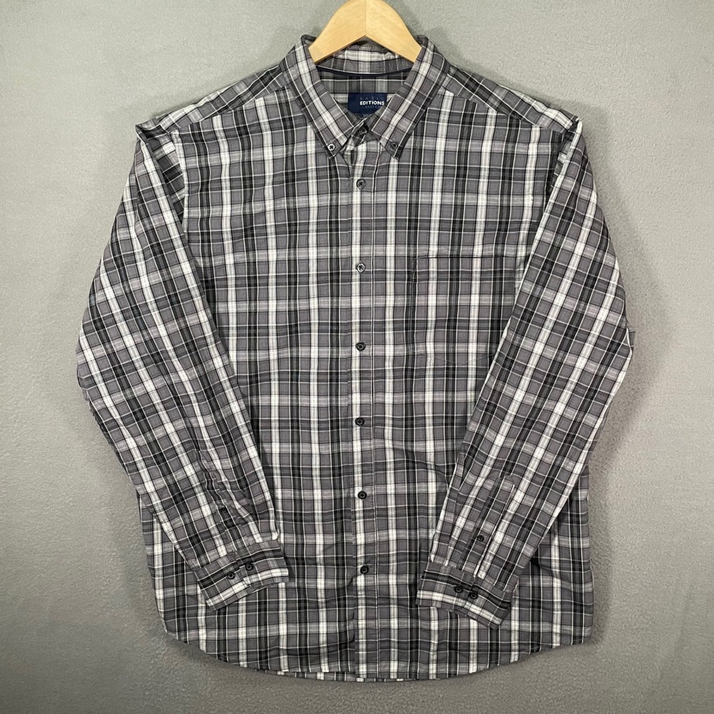 Basic Editions XLT Tall Plaid Button Down‎ Shirt Mens Long Sleeve